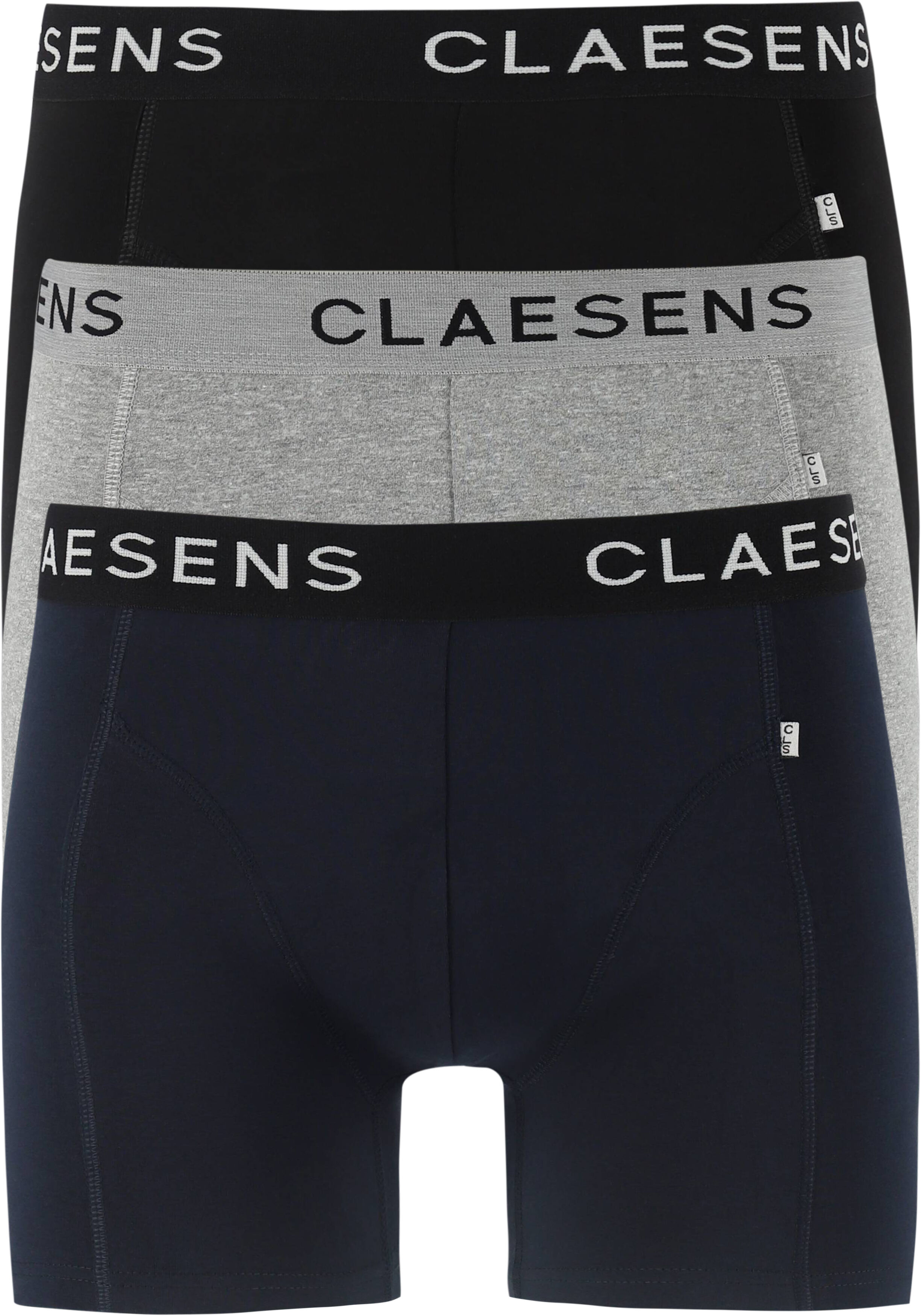 Claesen's Basics boxers (3-pack), heren boxers lang, zwart, grijs en blauw
